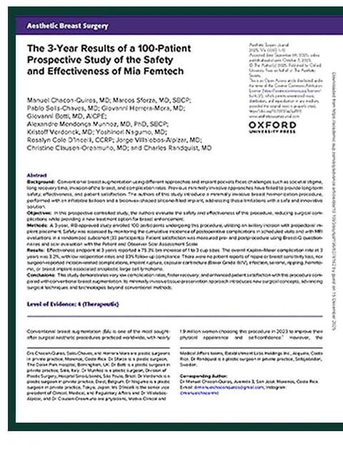 งานวิจัยติดตามผล 3 ปีของ Mia Femtech ที่ตีพิมพ์ใน Aesthetic Surgery Journal