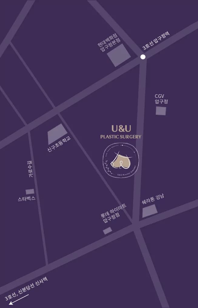แผนที่ที่ตั้งคลินิกศัลยกรรมตกแต่ง U&U — อาคารมยองกวัง, 819 นนฮยอน-โร, เขตคังนัม, กรุงโซล