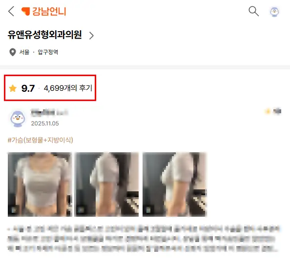 คลินิกเสริมหน้าอกย่านอัปกูจ็อง กับความเข้าใจผิดว่าแค่ดูรีวิวแพทย์ผู้ผ่าตัดแล้วไปได้เลย — 본문 이미지