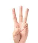 มือที่แสดงเลขสาม