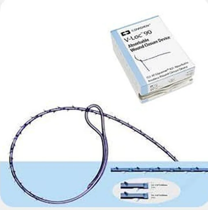 บรรจุภัณฑ์และไหมเย็บอุปกรณ์ปิดแผลชนิดละลายได้ Covidien V-Loc 90