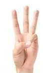 มือที่ชูสามนิ้ว