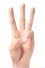 มือที่ชูสามนิ้ว
