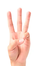 มือที่ชูสามนิ้ว
